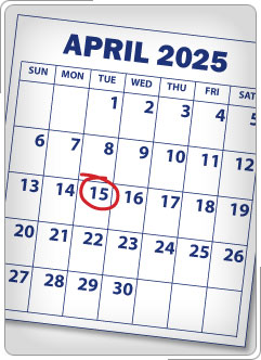 Calendar with April 15 circled.