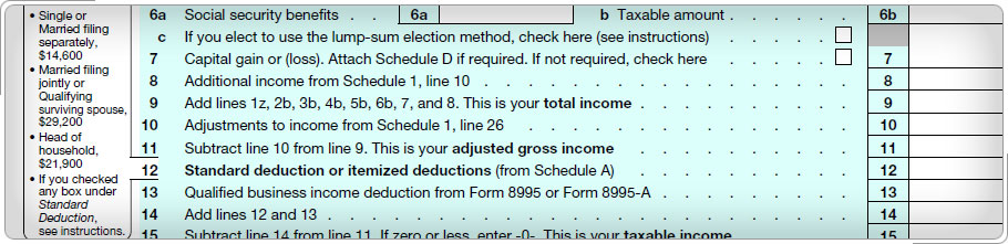 Form 1040, Standard Deduction.