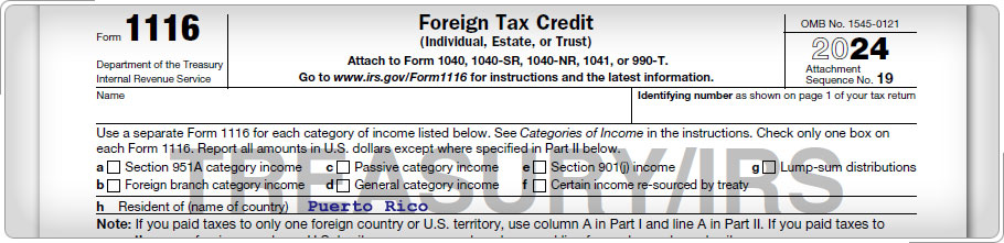 Top portion of Form 1116.