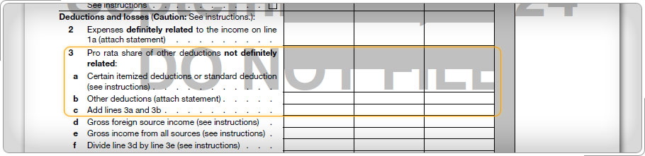 Form 1116, Line 3a through 3c.