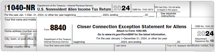 Forms 8840 and 1040NR