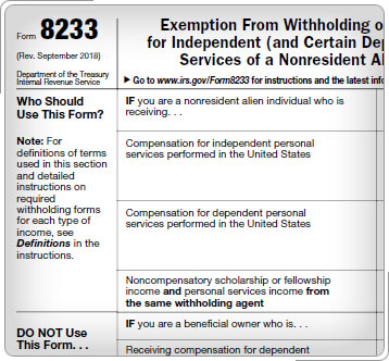 Top portion of Form 8233