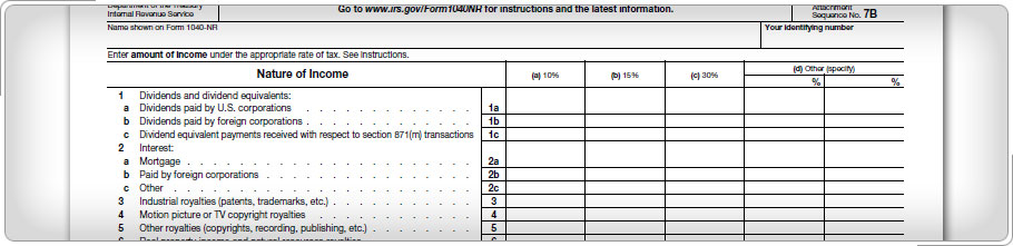 Top of Form 1040-NR page 4