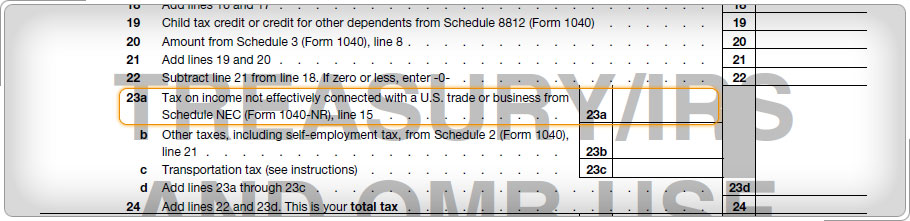 Form 1040-NR showing the Unreported Social Security and Medicare tax line.