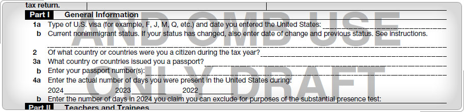 Form 8843, Part I.