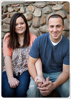 Photo of young couple recently married.