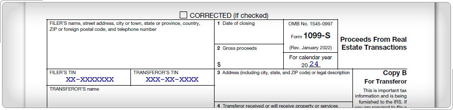 Top of Form 1099-S.