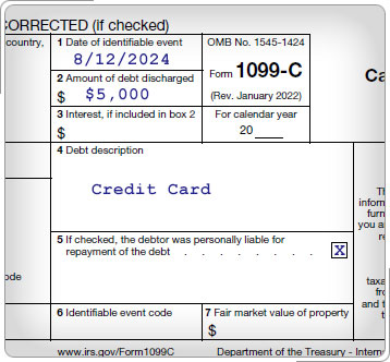 Top of Form 1099-C.