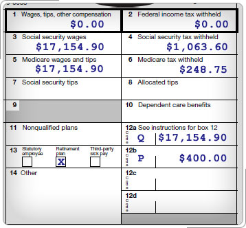 Harold Fannin's Form W-2 showing excluded combat pay in Box 12.