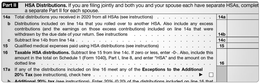 Form 8889, Part II.