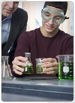 Student in a chemistry lab.