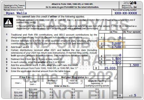 Ryan Wells' Form 8880