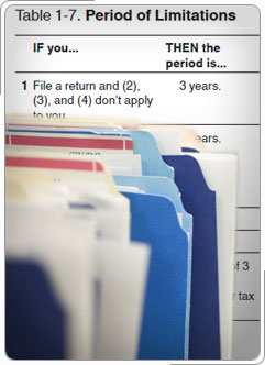 Collage of recordkeeping tips and taxpayer records.