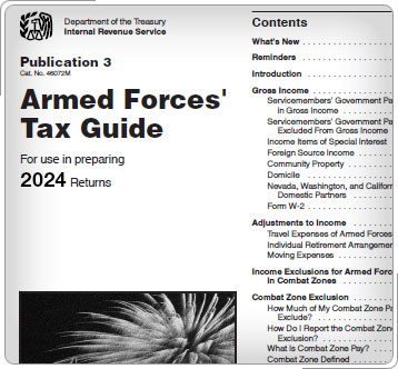 Cover of Publication 3, Armed Forces' Tax Guide.