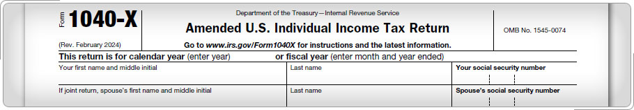 Top of Form 1040-X.