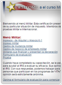 Menú de curso militar.