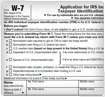 Parte del Formulario W-7.
