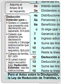 Deducción Estándar Table.