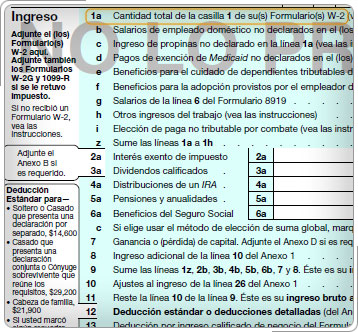 Forma 1040, Línea de sueldos, salarios, propinas, etc.