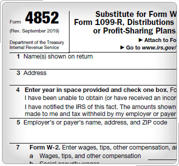 Parte superior de Form 4852.