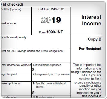 Parte del Formulario 1099-INT.