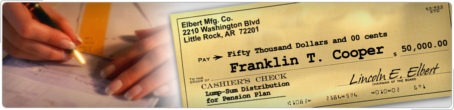 Cheque hecho a Franklin T. Cooper por $50,000 de Elbert Mfg. Co.